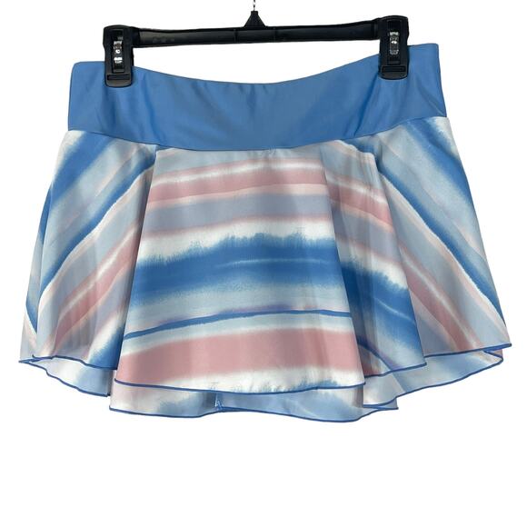 Kyodan Medium Swim Skort UPF 40 Watercolor Elastic Waist Stretch Blue Pink New - Picture 1 of 7